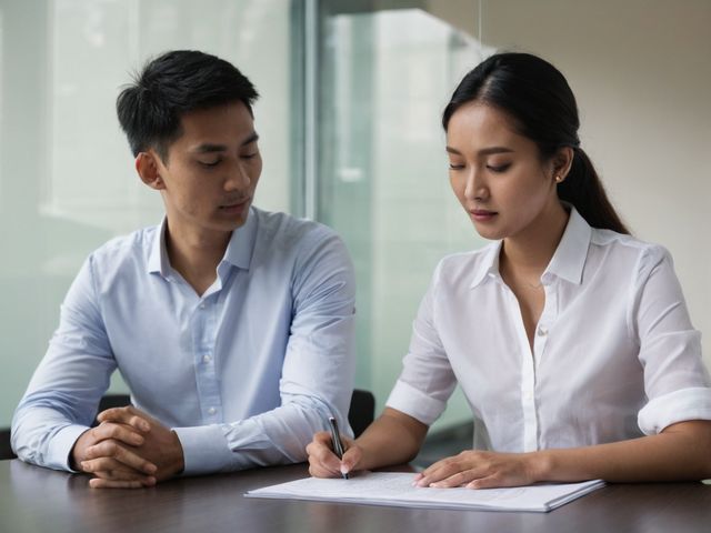 Recruitment consultant discussing hiring plans with a business client across a meeting table